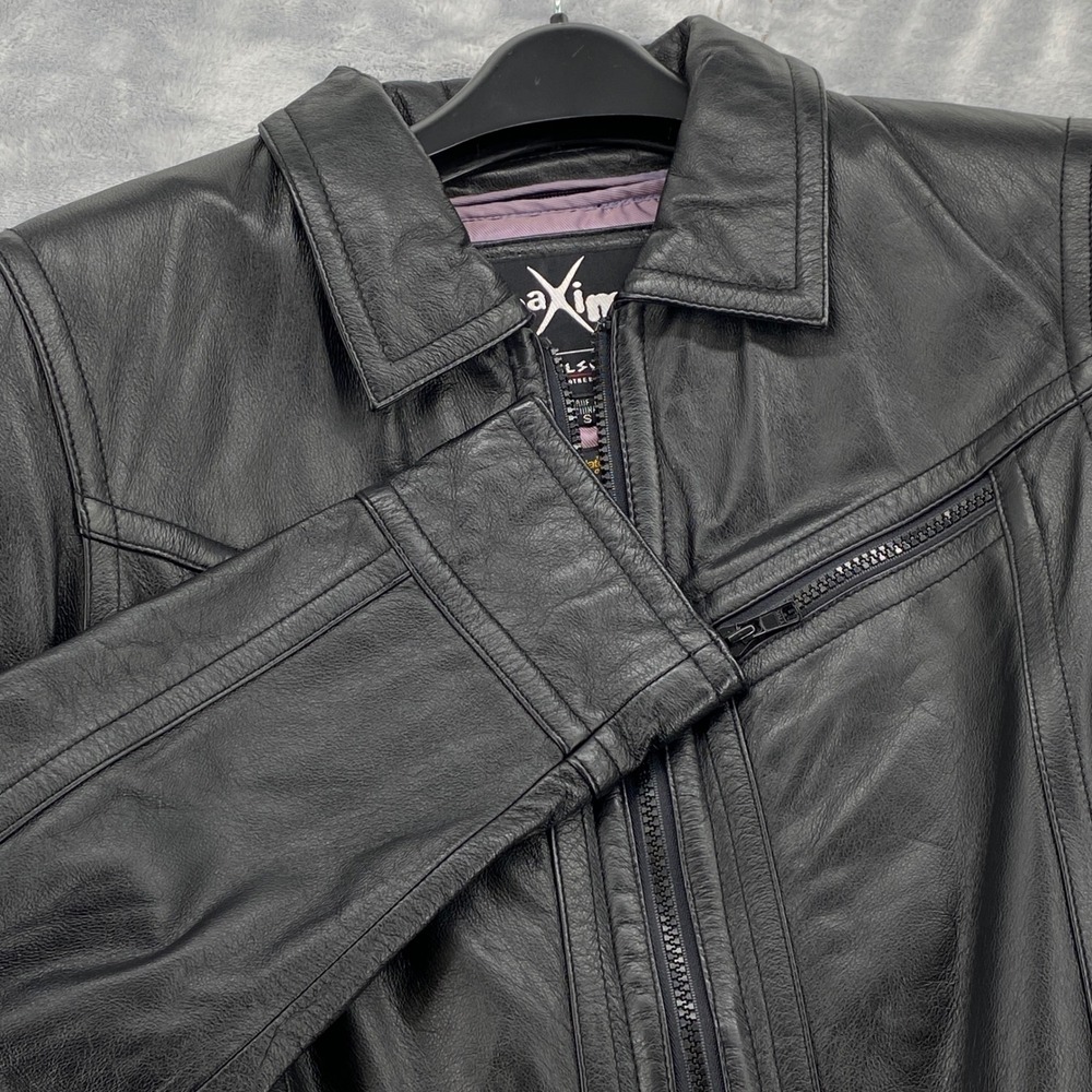 Wilsons Leather Maxima Womens Small Black Leather Belted Jacket‎ Thinsulate Moto